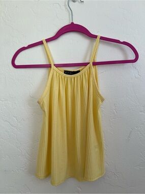 Yellow Ribbed Spaghetti-Strap Tank Top